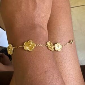 New 5 motifs Alhambra arpels  women’s Gold color Floral Bracelet stainless steel
